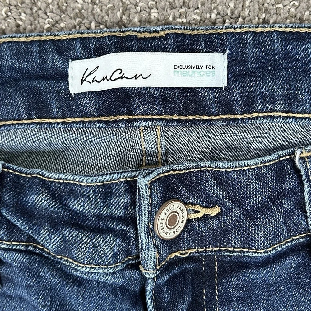 KanCan Dark Indigo Distressed Flare Jeans